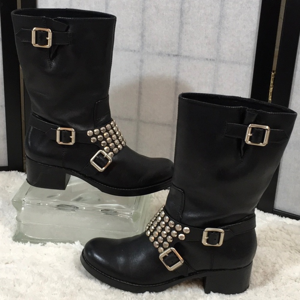 BCBGENERATION leather studded moto boots